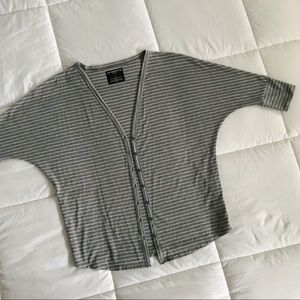 Liz Claiborne Grey + Silver Striped Cardigan